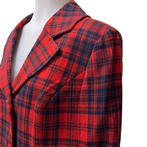 Vtg PENDLETON Plaid Virgin Wool Women’s Blazer~Jacket~Red/Green/Blue~sz 18